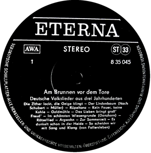 Vinyl LP 12 Zoll : Am Brunnen vor dem Tore - Deutsche Volkslieder aus drei Jahrhunderten. Bild 4
