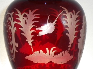 Große, sehr schöne Wittig Crystal ERWI Rubinglas Vase, Handarbeit Bild 7