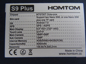 Smartphone 6" HOMTOM S 9 Plus 4GB RAM 64 GB ROM wie neu   60 Bild 2