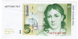 5 Deutsche Mark Schein, aus 1991 für Sammler no PayPal