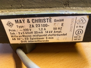 Zündtrafo May & CHriste ZA 23100, gebraucht Bild 2