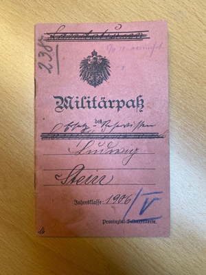 Militärpass 1906 Provinzial-Feldattillerie, erster Weltkrieg