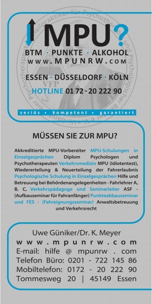 MPU,Vorbereitung,Training,Hilfe,BTM,Alkohol,Punkte,Führerschein zurück.