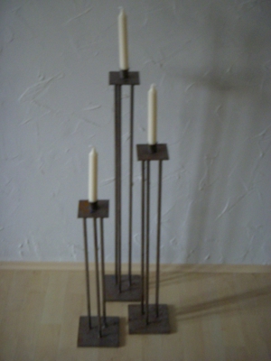 3 Kerzenständer H 50/65/80 cm