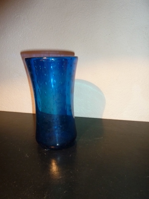 Vase Muranoglas blau Bild 2