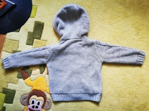 warmer Strickhoody Kinder Pulli grau, Gr. 86/92 Bild 2