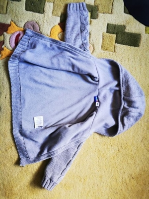 warmer Strickhoody Kinder Pulli grau, Gr. 86/92 Bild 4