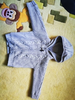 warmer Strickhoody Kinder Pulli grau, Gr. 86/92