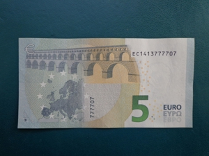 5 Euro Schein mit super Serien-Nr., bankfrisch, neueste Serie, Ch. Lagarde Bild 2