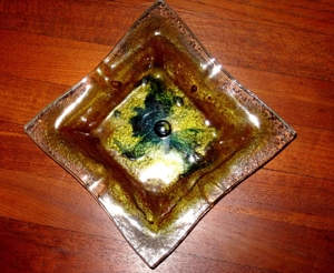 Designobjekt: psychedelisch-grüner Eisglas / Bubbles-Aschenbecher Bild 4