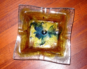 Designobjekt: psychedelisch-grüner Eisglas / Bubbles-Aschenbecher Bild 2