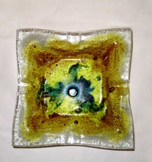 Designobjekt: psychedelisch-grüner Eisglas / Bubbles-Aschenbecher Bild 8