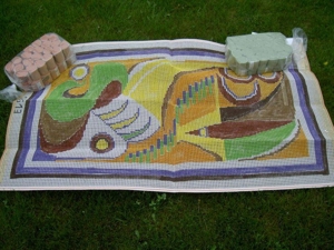 Knüpfwolle, Grob-Feinsmyrna, Strangwolle, Knüpftisch Bild 7