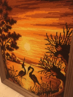 Stickbild Sonnenuntergang mit Holzrahmen  Bild 6