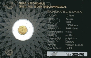Icons of the World Neuheit Offizielle Goldmünze 1/200 Unze Gold Ruanda Känguru 2020 Bild 2