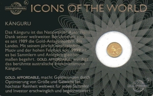 Icons of the World Neuheit Offizielle Goldmünze 1/200 Unze Gold Ruanda Känguru 2020 Bild 3