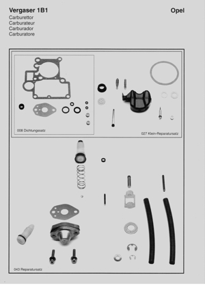 Ersatzteile und Rep-Satz Solex Vergaser 1B1 Opel