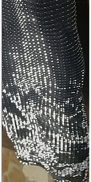 NEU! Festliches Kleid Gr. 38 S M lang figurbetonend dehnbares Metallgarn silber-schwarz