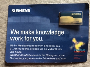 Siemens Metall Firmen-Pin Expo 2000 -Rarität-