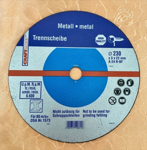 7 x Craftomat Trennscheibe A 24R-BF Metall, Durchmesser 230 mm Bild 1