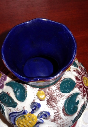 Blumenumrankte Majolika Keramik Vase, Scheurich 41 89 Bild 3