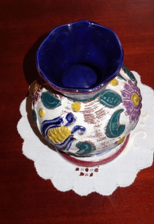 Blumenumrankte Majolika Keramik Vase, Scheurich 41 89 Bild 7