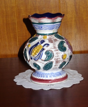 Blumenumrankte Majolika Keramik Vase, Scheurich 41 89 Bild 2