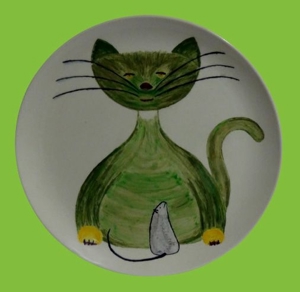 Grosser Porzellanteller - Katze und Maus, unbekannter Künstler Bild 3
