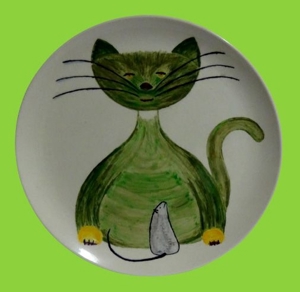 Grosser Porzellanteller - Katze und Maus, unbekannter Künstler Bild 5