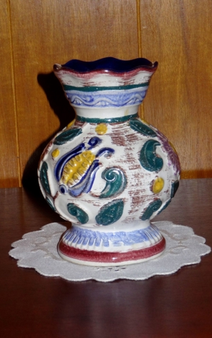 Blumenumrankte Majolika Keramik Vase, Scheurich 41 89 Bild 4