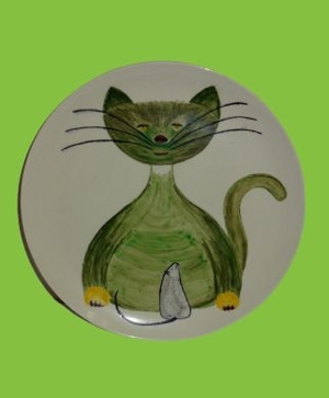 Grosser Porzellanteller - Katze und Maus, unbekannter Künstler Bild 2