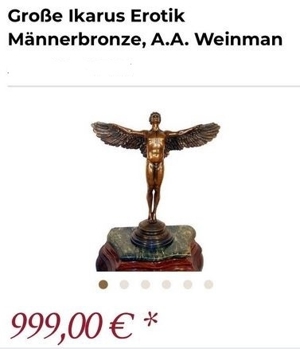 Bronze Skulptur Mythologie bildschöner Ikarus, Ab April 100.-E weniger! Bild 6