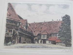 hübsche Farbradierung - wohl von Bamberg Bild 3
