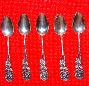 Sechs Mokkalöffel Hildesheimer Rose, Widmann Antik, 835 Silber Bild 3