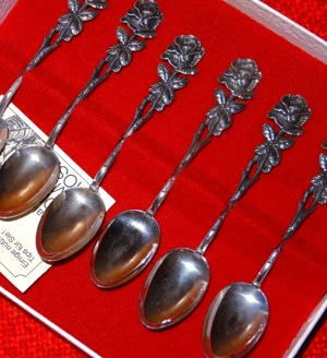 Sechs Mokkalöffel Hildesheimer Rose, Widmann Antik, 835 Silber Bild 2