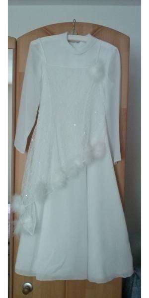 Hochzeit/Festtag/ Kommunion, Zauberhaftes Kleid mit Pelzcape Bild 5
