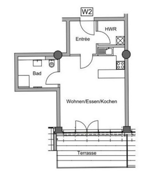 Wohnung - 1 Zimmer 50 m2