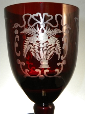 Großer, sehr schöner Egermann Rubinglas Kelch mit Deckel, Handarbeit Bild 5