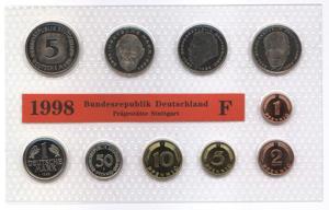 DM Kursmünzensatz von 1998, Münzstätte : alle Münzen von Stuttgart (F) Bild 1