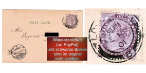 Briefmarke one Penny in der Farbe flieder auf AK, no PayPal Bild 3