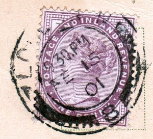 Briefmarke one Penny in der Farbe flieder auf AK, no PayPal Bild 1