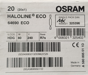 9 St. Osram Halogenlampen neu HALOLINE ECO kl C 64690 80W 230V R7s Bild 1