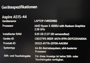 Acer Aspire 5 15,6 Zoll / AMD 4500U / 8GB / 256SSD (M2) Bild 2
