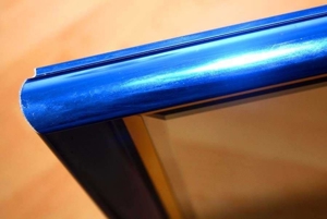 großer Wandspiegel m. blau Metallic Metall Rahmen H 108xB 78cm Bild 5