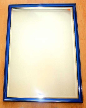 großer Wandspiegel m. blau Metallic Metall Rahmen H 108xB 78cm Bild 1