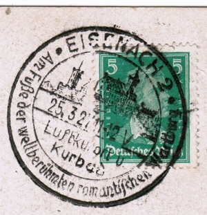 Briefmarke, Deutsches Reich 5 Schiller auf AK, Sonderstempel Bild 1