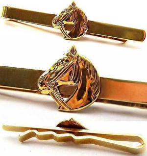 Krawatten Nadel mit Motiv "Pferdekopf" Krawattennadel Gold Farbe Bild 1