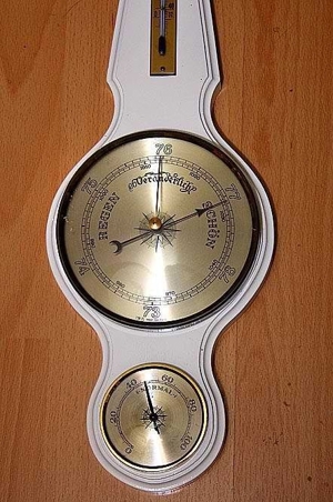 WETTERSTATION Thermometer Barometer Hygrometer EICHE weiß Lack Bild 2