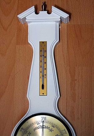 WETTERSTATION Thermometer Barometer Hygrometer EICHE weiß Lack Bild 3
