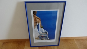Urlaub Meer Bild Wandbild Gemälde mit blauem Rahmen Bild 2
